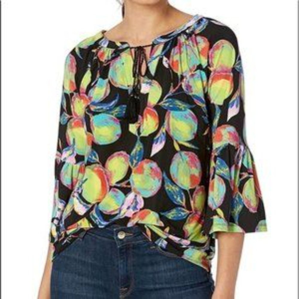 Pappagallo-Kelsi Bell Sleeve Pullover Tassel Top-Sz L